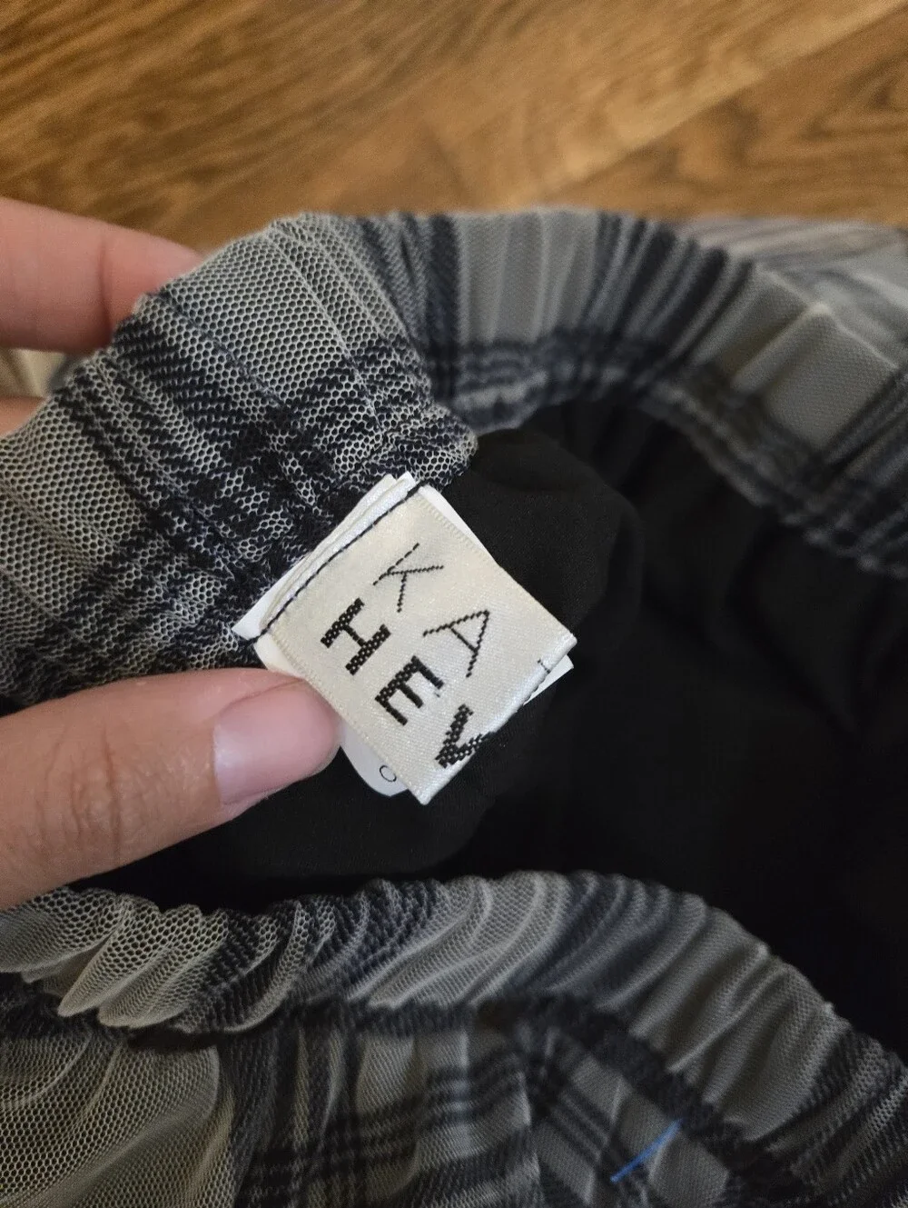 Kate Hewko Plaid High-Low Ruffle Tulle Skirt Gray Black One Size Statement - Picture 6 of 10